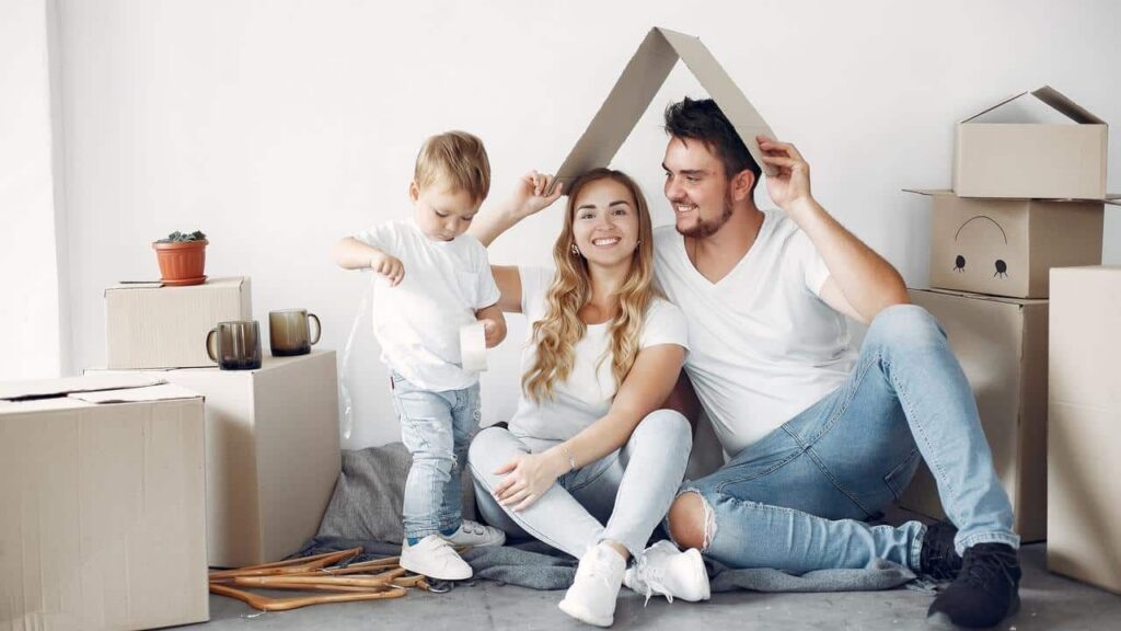 Family relaxing together at home