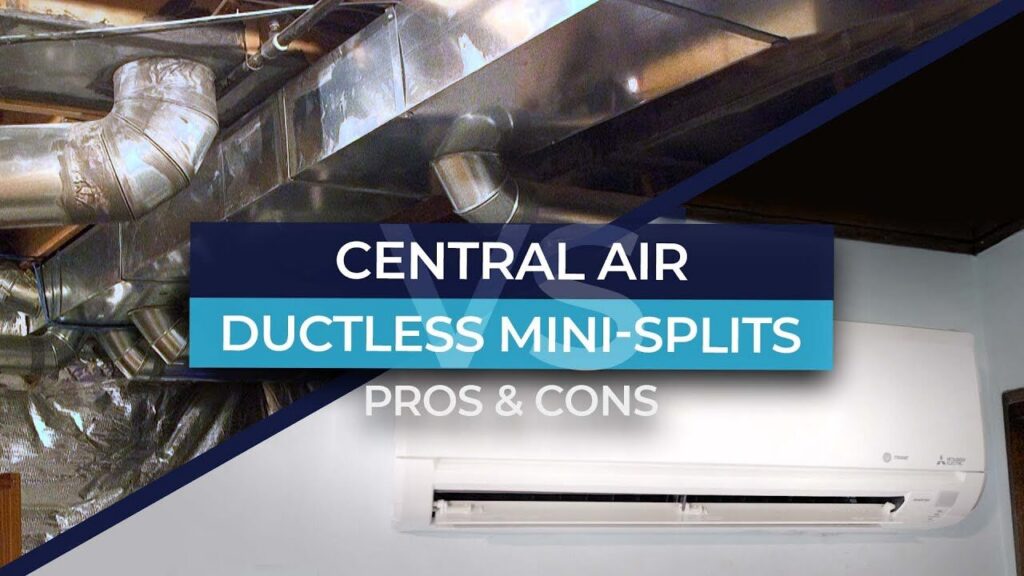Central AC vs ductless mini-split comparison graphic